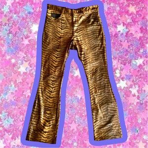 VENETO COUTURE tiger Glitter Flares  34 Bootcut Pants Glam Rock 80s Vintage 70s